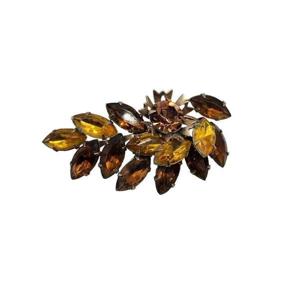 Vintage Rhinestone Brooch Autumn Colors - Picture 1 of 5